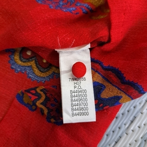 LUCKY BRAND Red Floral 3/4 Sleeve Blouse Womens - Picture 10 of 11